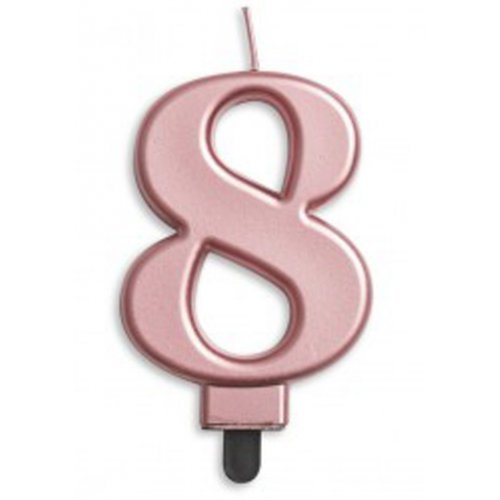 (image for) Jumbo Number 8 Candle Rose Gold - Click Image to Close
